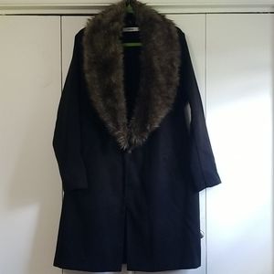 Faux fur peacoat car coat